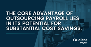 blue image detailing outsourced payroll cost saving